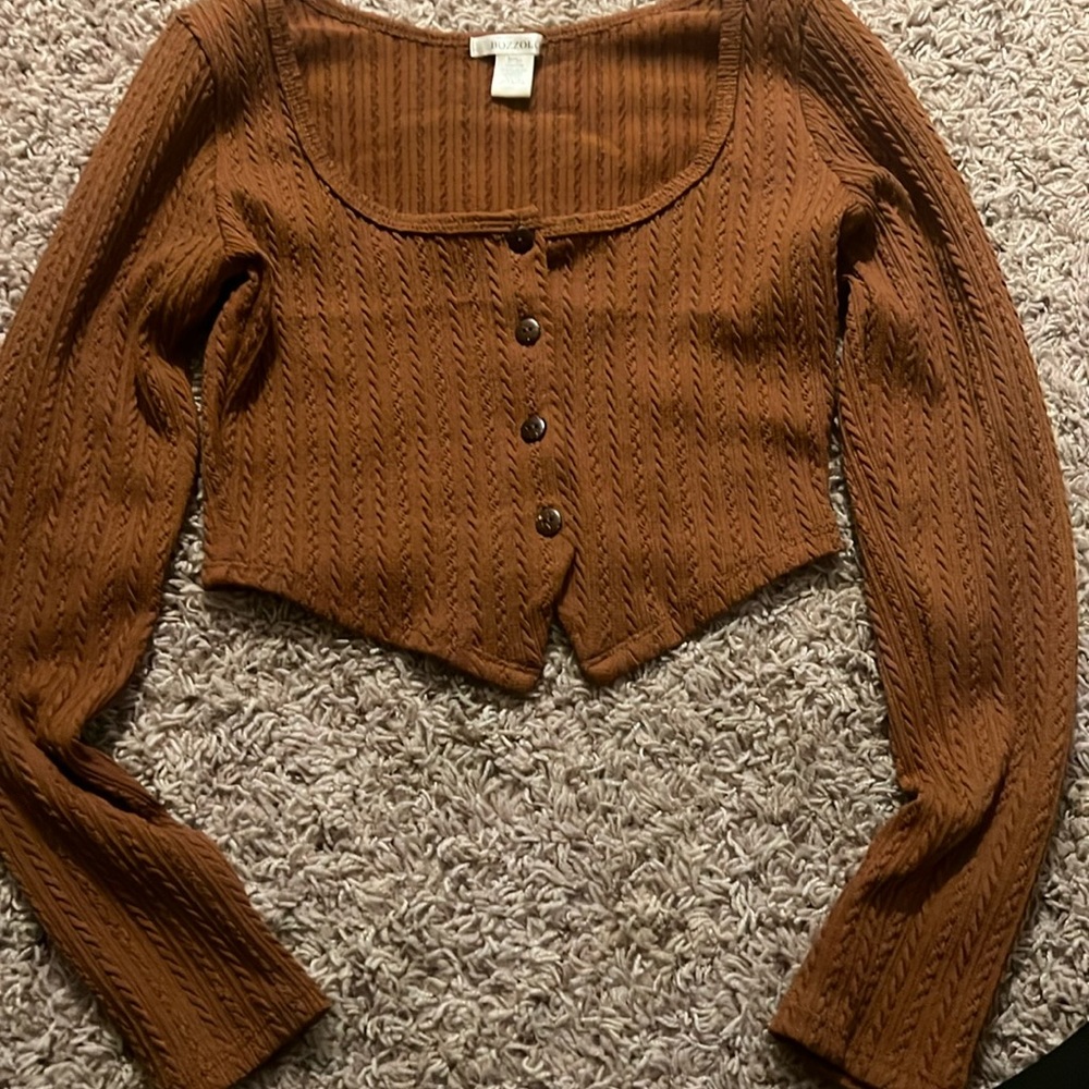 Brown cropped sweater.